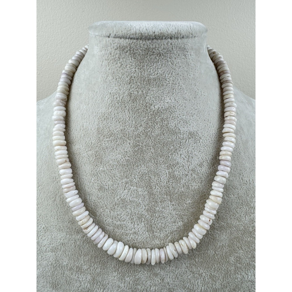 Vintage Hawaiian Natural Puka Shell Choker Necklace 17" Boho Surfer Hippy Beach